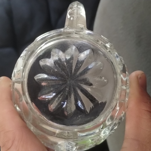 Vintage Anchor Hocking Clear Crystal Glass Open Sugar Stars Bars D Handle G7 - Picture 3 of 4